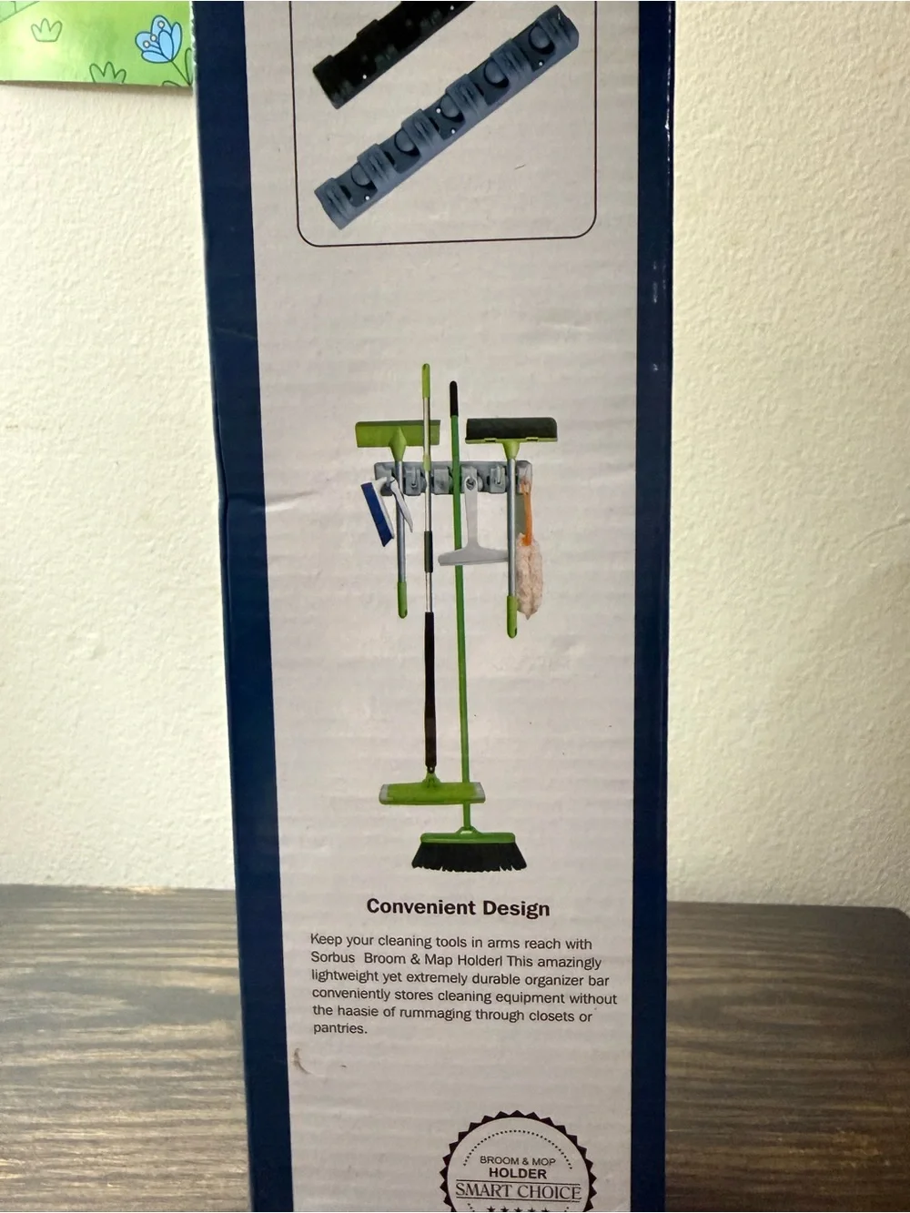 Wall-Mounted Broom Mop Tool Organizer - Gray